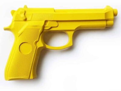 Rubber Training Pistol 92 Yellow 01 1:1 rubber pistol for tactical training. Same dimension as Beretta 92 series