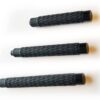 collapsed Stainless steel shaft coated in low profile black finish, equipped with a non-slip rubberized handle for firm grip. Comes with nylon holster. 3 sizes