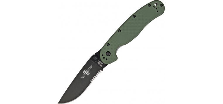 ONTARIO OKC RAT 1 LINERLOCK KNIFE ODG SERRATED